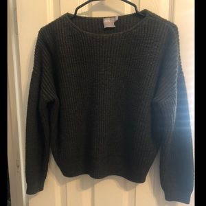 Olive Green slightly cropped sweater.